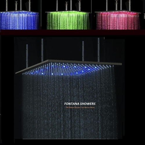 Fontana 31" OMatte Black Square LED Rainfall Showerhead